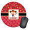 Red Western Round Mouse Pad