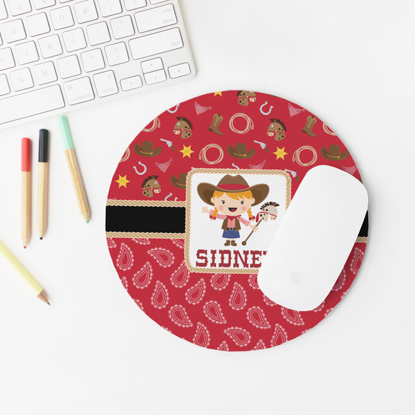 Red Western Round Mousepad - LIFESTYLE 2