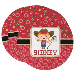 Red Western Round Paper Coasters w/ Name or Text