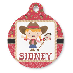 Red Western Round Pet ID Tag (Personalized)