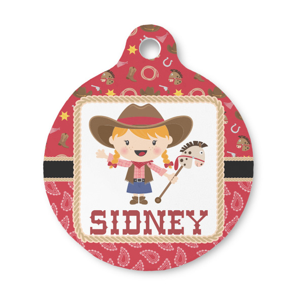 Custom Red Western Round Pet ID Tag - Small (Personalized)