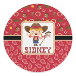 Red Western Round Stone Trivet (Personalized)