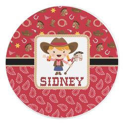 Red Western Round Stone Trivet (Personalized)