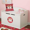 Red Western Round Wall Decal on Toy Chest