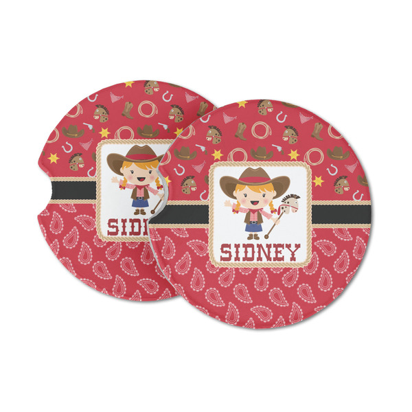 Custom Red Western Sandstone Car Coasters - Set of 2 (Personalized)