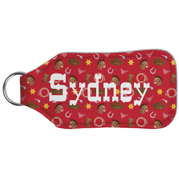 Red Western Sanitizer Holder Keychain - Large (Back)