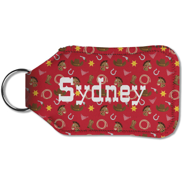 Red Western Sanitizer Holder Keychain - Small (Back)