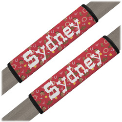 Red Western Seat Belt Covers (Set of 2) (Personalized)
