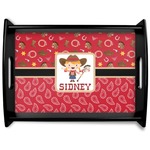 Red Western Black Wooden Tray - Large (Personalized)
