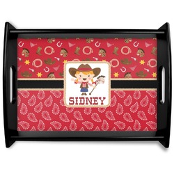Red Western Black Wooden Tray - Large (Personalized)