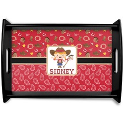 Red Western Black Wooden Tray - Small (Personalized)