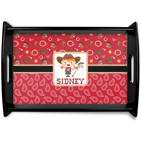 Custom Red Western Black Wooden Tray - Small (Personalized)