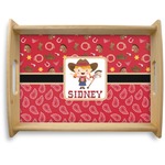 Red Western Natural Wooden Tray - Large (Personalized)