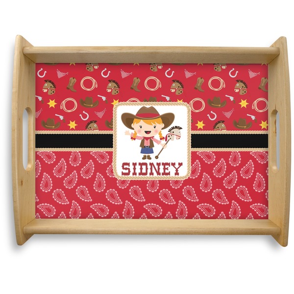 Custom Red Western Natural Wooden Tray - Large (Personalized)