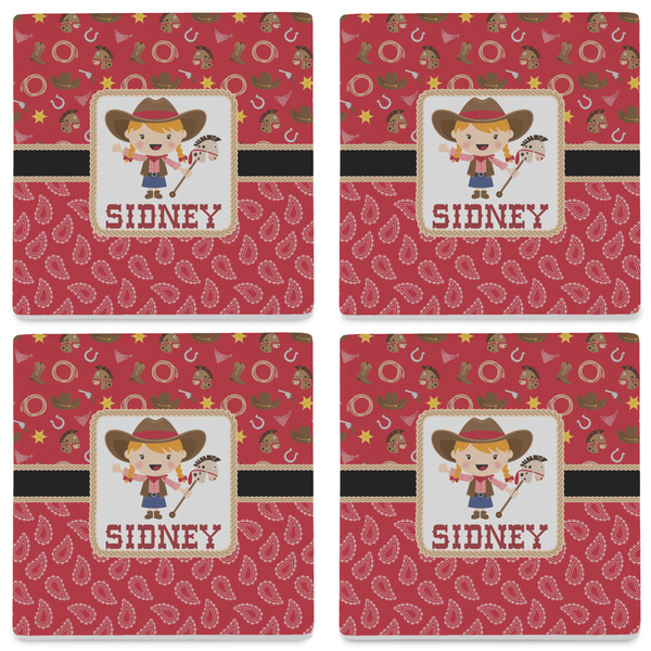 Red Western Set of 4 Sandstone Coasters - See All 4 View