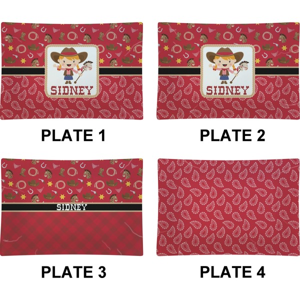 Red Western Set of Rectangular Appetizer / Dessert Plates (Approval)
