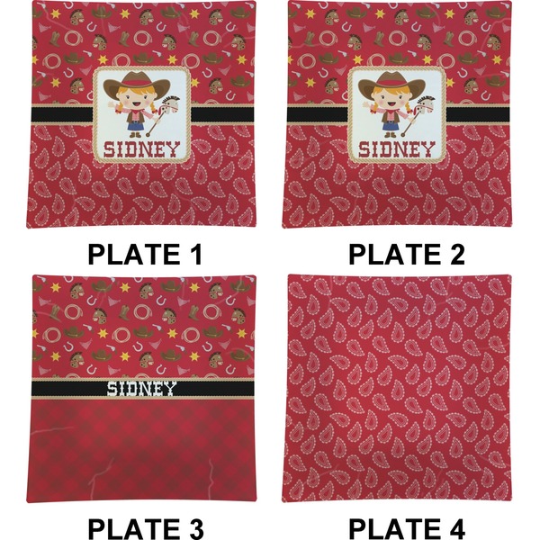 Red Western Set of Square Dinner Plates (Approval)