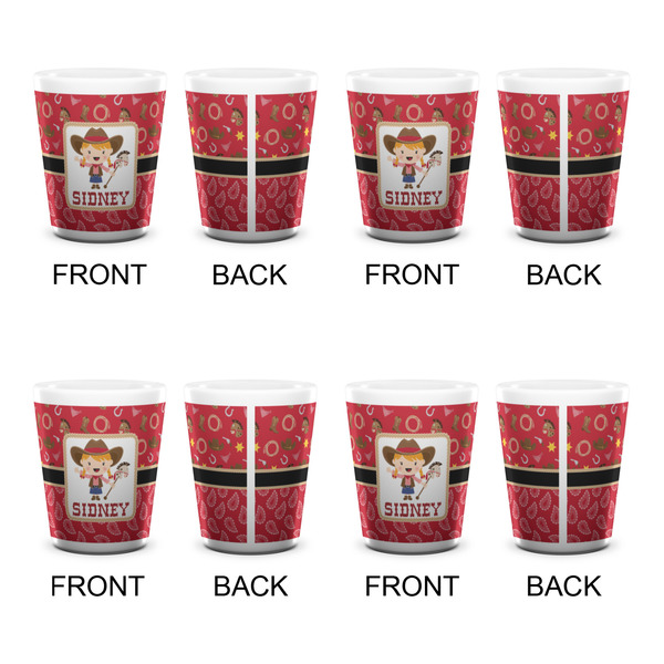 Red Western Shot Glass - White - Set of 4 - APPROVAL