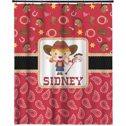 Red Western Extra Long Shower Curtain - 70"x84" (Personalized)