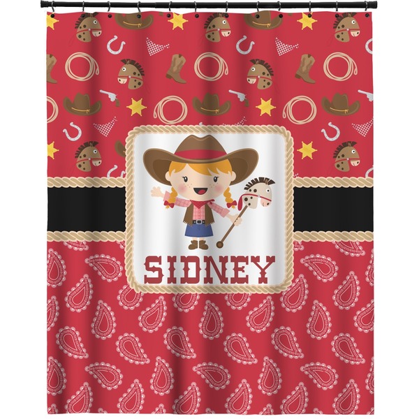 Custom Red Western Extra Long Shower Curtain - 70"x84" (Personalized)