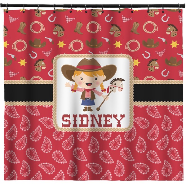 Custom Red Western Shower Curtain - 71" x 74" (Personalized)