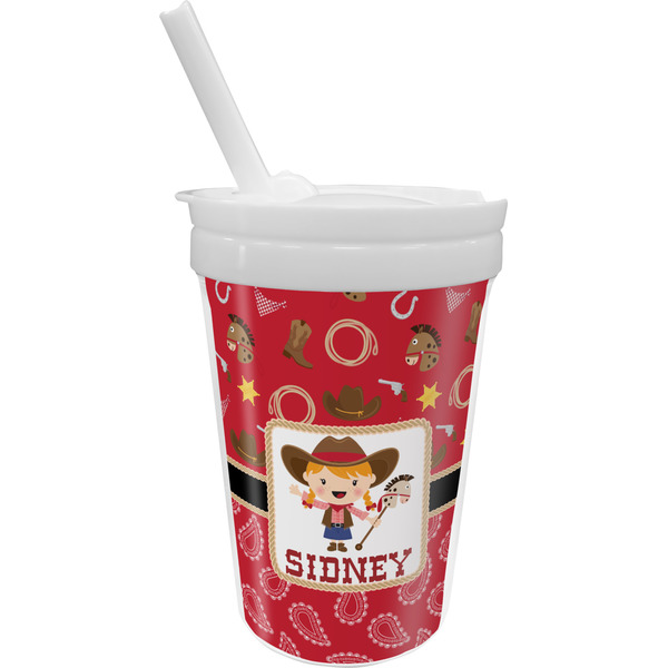 Custom Red Western Sippy Cup with Straw (Personalized)
