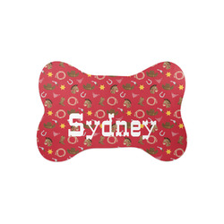 Red Western Bone Shaped Dog Food Mat (Small) (Personalized)