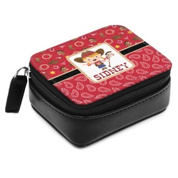Red Western Small Leatherette Travel Pill Case (Personalized)
