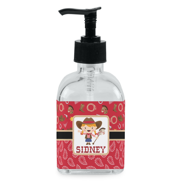 Custom Red Western Glass Soap & Lotion Bottle - Single Bottle (Personalized)