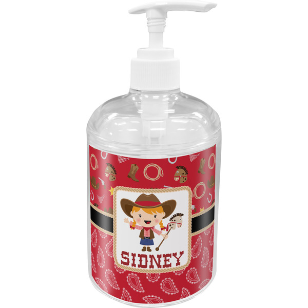 Custom Red Western Acrylic Soap & Lotion Bottle (Personalized)