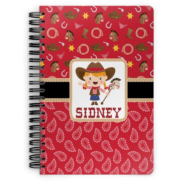 Custom Red Western Spiral Notebook - 7x10 w/ Name or Text