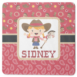 Red Western Square Rubber Backed Coaster (Personalized)