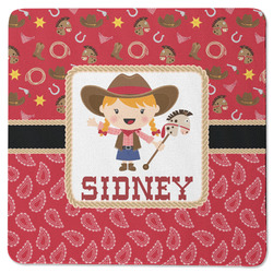 Red Western Square Rubber Backed Coaster (Personalized)