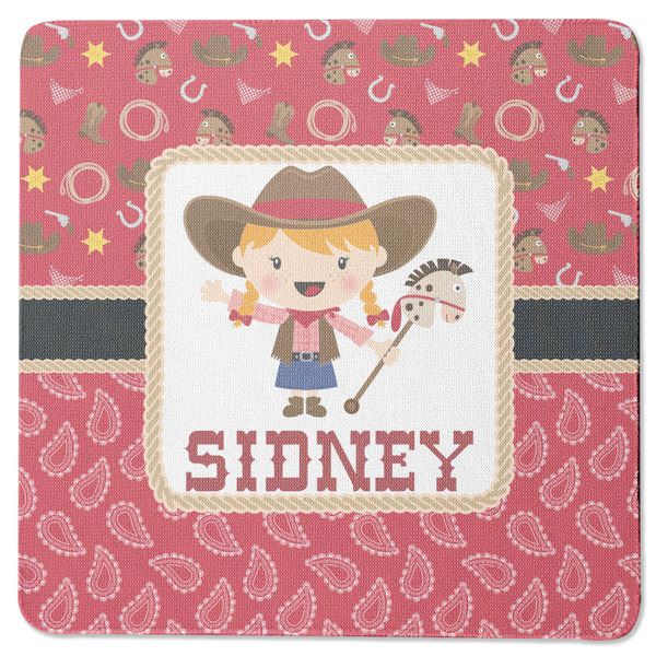 Custom Red Western Square Rubber Backed Coaster (Personalized)