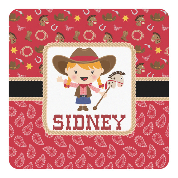 Custom Red Western Square Decal - Small (Personalized)