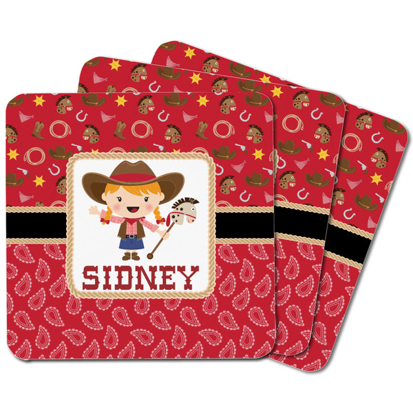 Red Western Square Fridge Magnet - MAIN