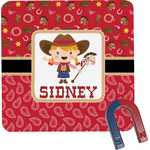 Red Western Square Fridge Magnet (Personalized)