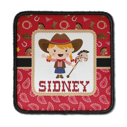 Red Western Iron On Square Patch w/ Name or Text