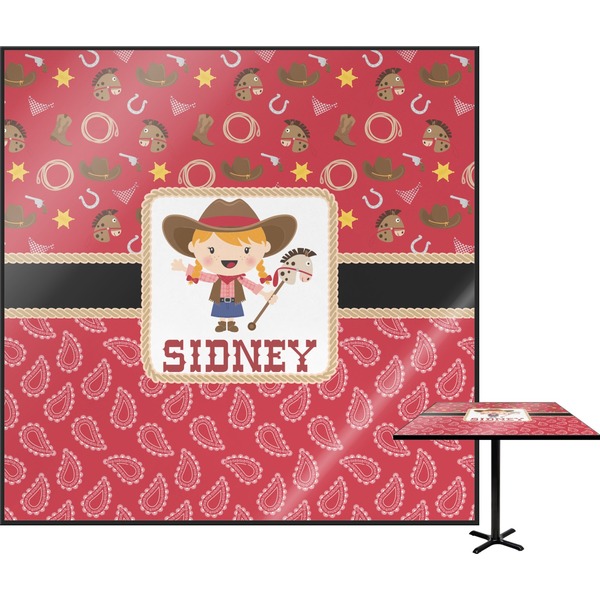 Custom Red Western Square Table Top - 24" (Personalized)