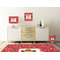 Red Western Square Wall Decal Wooden Desk