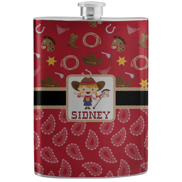 Custom Red Western Stainless Steel Flask (Personalized)