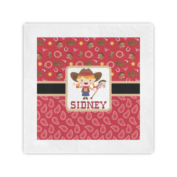 Custom Red Western Standard Cocktail Napkins (Personalized)