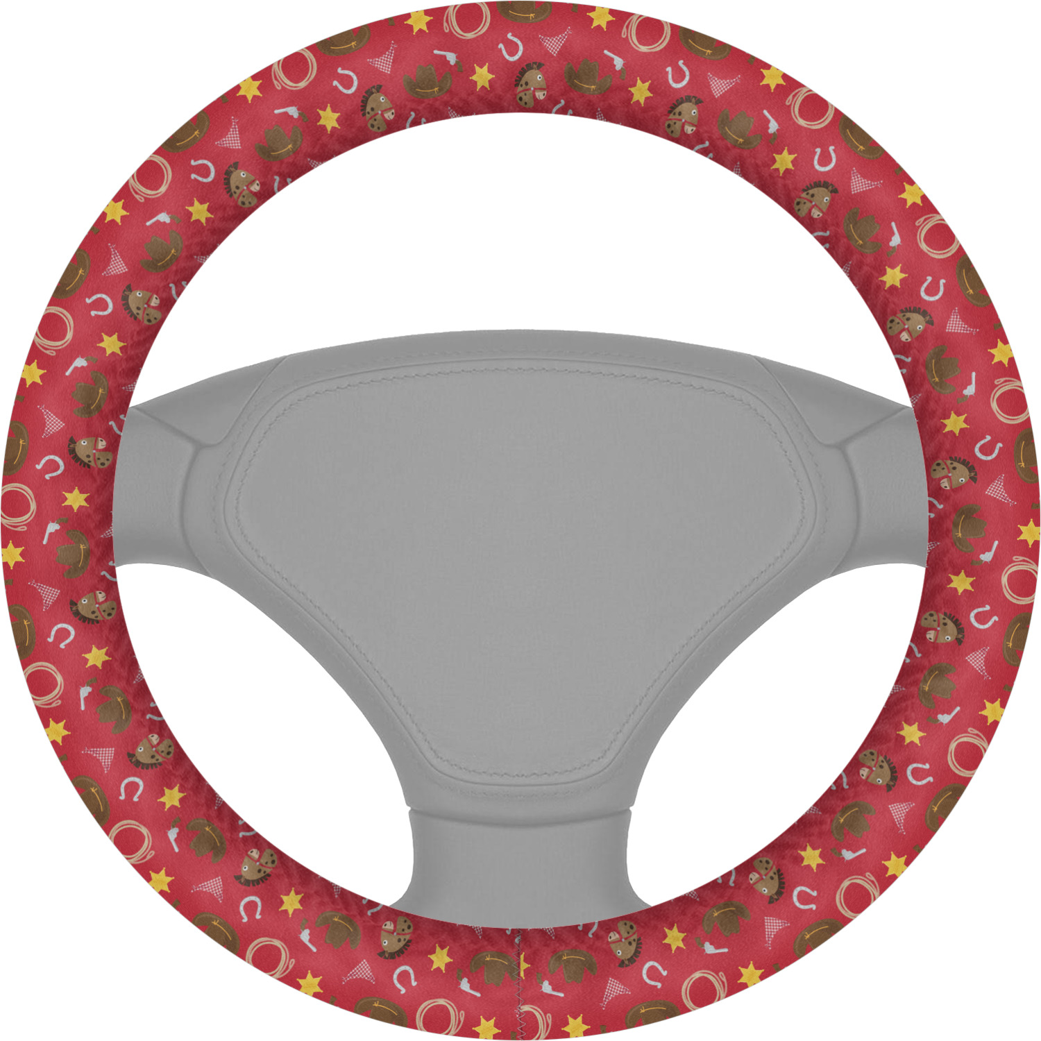 Red Western Steering Wheel Cover (Personalized) YouCustomizeIt