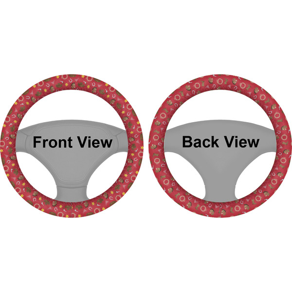 Red Western Steering Wheel Cover- Front and Back