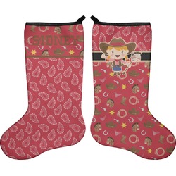Red Western Holiday Stocking - Double-Sided - Neoprene (Personalized)