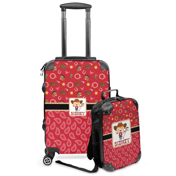 Custom Red Western Kids 2-Piece Luggage Set - Suitcase & Backpack (Personalized)