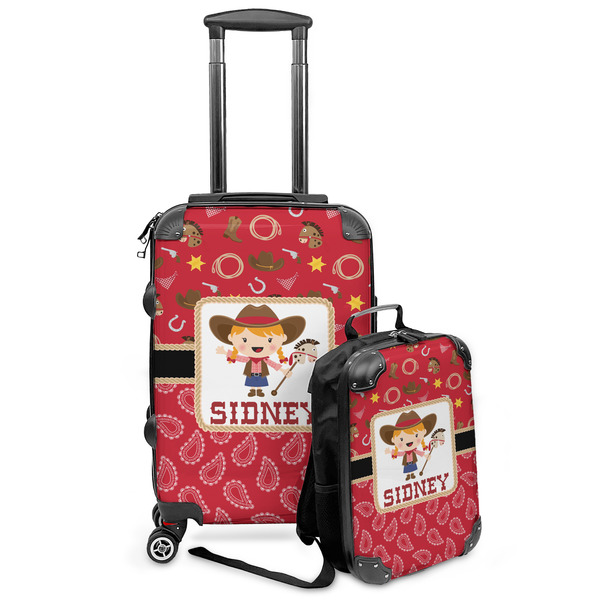 Custom Red Western Kids 2-Piece Luggage Set - Suitcase & Backpack (Personalized)