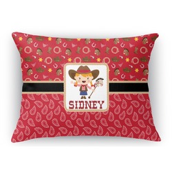 Red Western Rectangular Throw Pillow Case (Personalized)