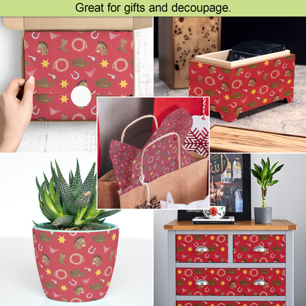 Red Western Tissue Paper - In Use Collage