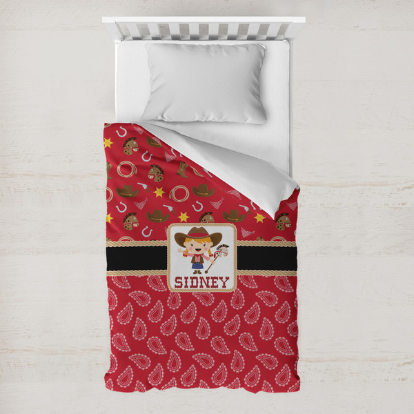 Custom Red Western Toddler Duvet Cover w/ Name or Text